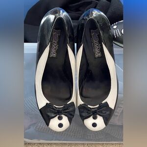 Funtasma Goth Bow Black and White Tuxedo Women's Heels